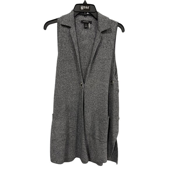 Alison Sheri Sleeveless Grommet Vest Cardigan Small Gray Office Career Cozy Knit - Picture 1 of 6